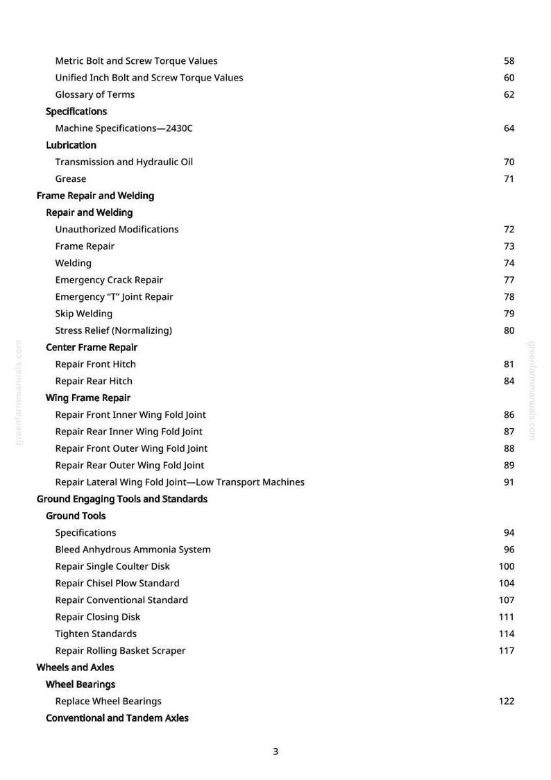 Teknisk manual för John Deere 2430C näringsspridare PDF | Direkt nedladdning bild 4