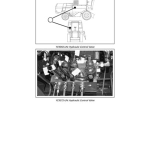 Peut inclure: Sch&eacute;ma d'un syst&egrave;me de vanne de contr&ocirc;le, intitul&eacute; "Y18-Check Valve DC2-Operating System." Il comprend un sch&eacute;ma d'un v&eacute;hicule et une image d&eacute;taill&eacute;e d'une vanne de commande hydraulique, &eacute;tiquet&eacute;e "YC9350-UN" et "YC9372-UN."