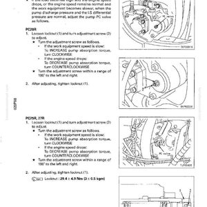 Pu&ograve; includere: Un diagramma tecnico da un manuale che descrive il processo di regolazione di una valvola PC. Il diagramma include illustrazioni dei componenti della valvola, istruzioni di regolazione e specifiche di coppia. Il testo include istruzioni per i modelli PC20R e PC25R, 27R.