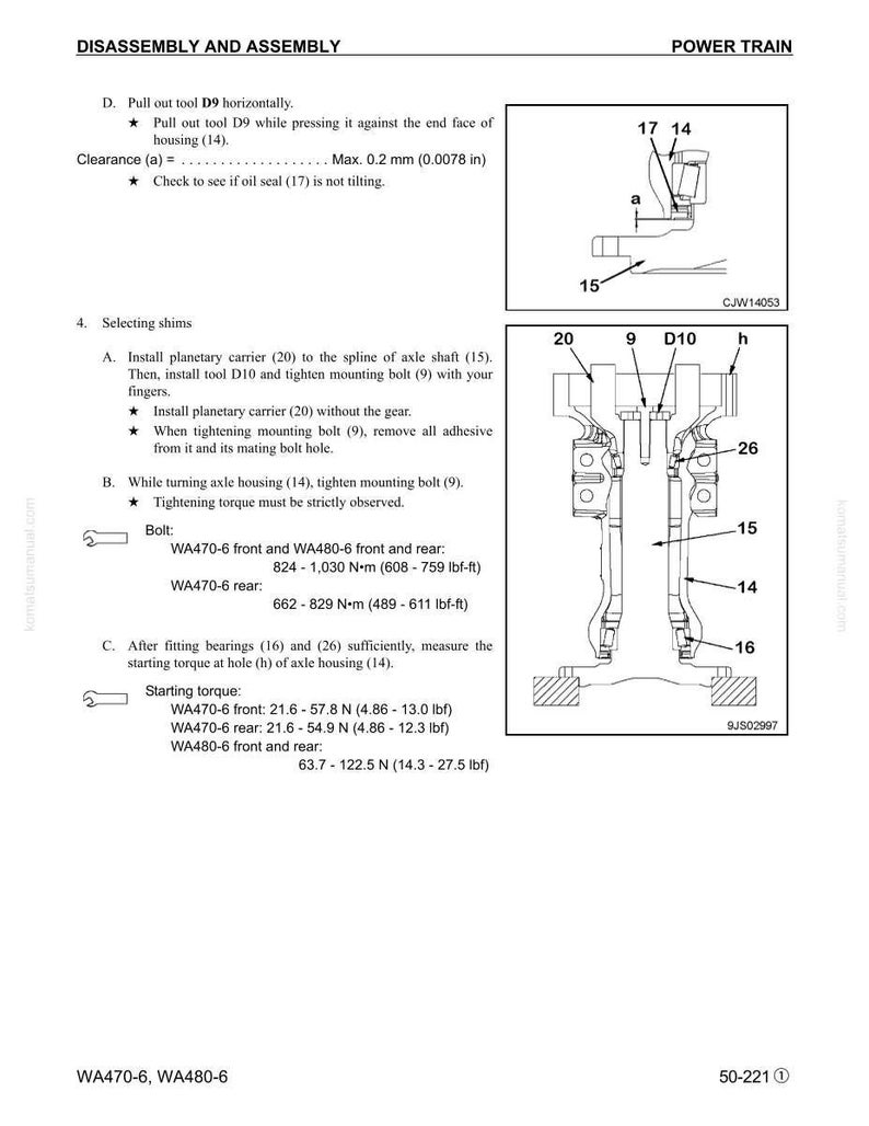 Komatsu WA470-6 WA480-6 Hjullastare 6D125E-5 Servicemanual Reparation Verkstad Pdf Ladda ner bild 10