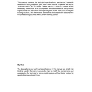 K&ouml;nnte beinhalten: Eine wei&szlig;e Manuskriptseite mit der &Uuml;berschrift &bdquo;VORWORT&ldquo; oben. Der Text beschreibt technische Spezifikationen, Diagramme und Anweisungen f&uuml;r Trekker-Traktoren. Der untere Teil der Seite enth&auml;lt &bdquo;PRE-SALE SERVICE Juni 2003&ldquo;.