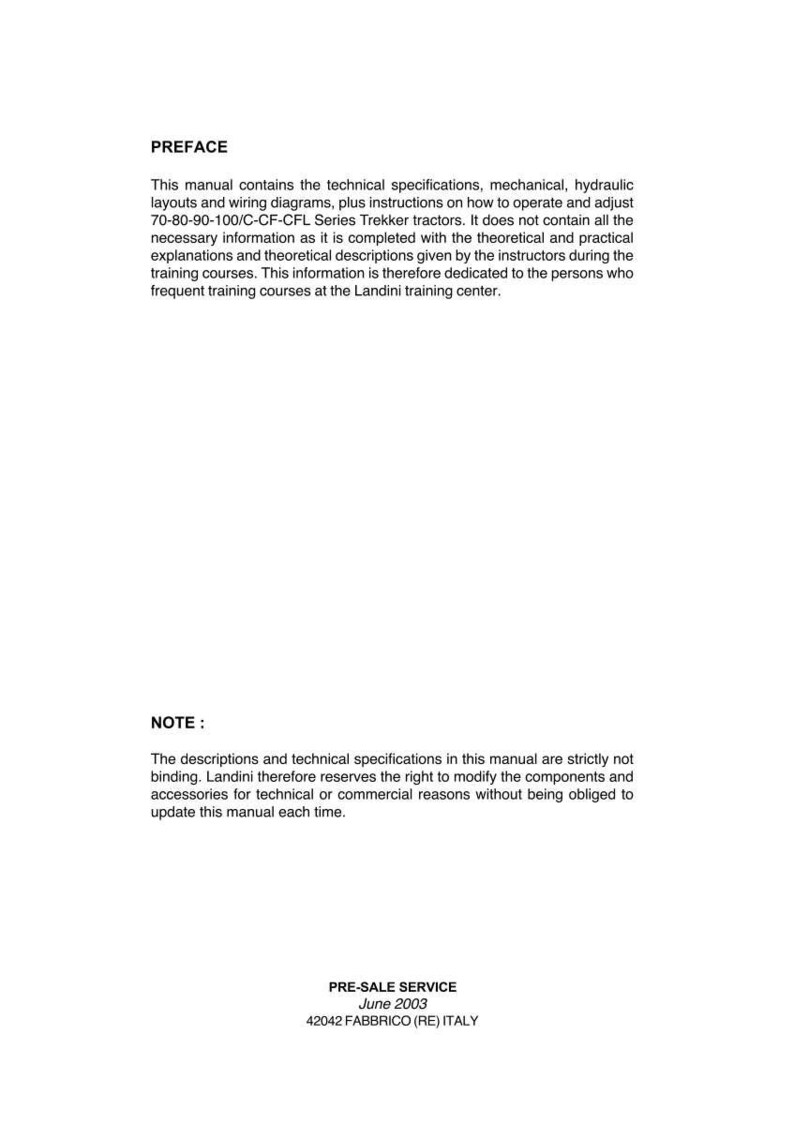 K&ouml;nnte beinhalten: Eine wei&szlig;e Manuskriptseite mit der &Uuml;berschrift &bdquo;VORWORT&ldquo; oben. Der Text beschreibt technische Spezifikationen, Diagramme und Anweisungen f&uuml;r Trekker-Traktoren. Der untere Teil der Seite enth&auml;lt &bdquo;PRE-SALE SERVICE Juni 2003&ldquo;.