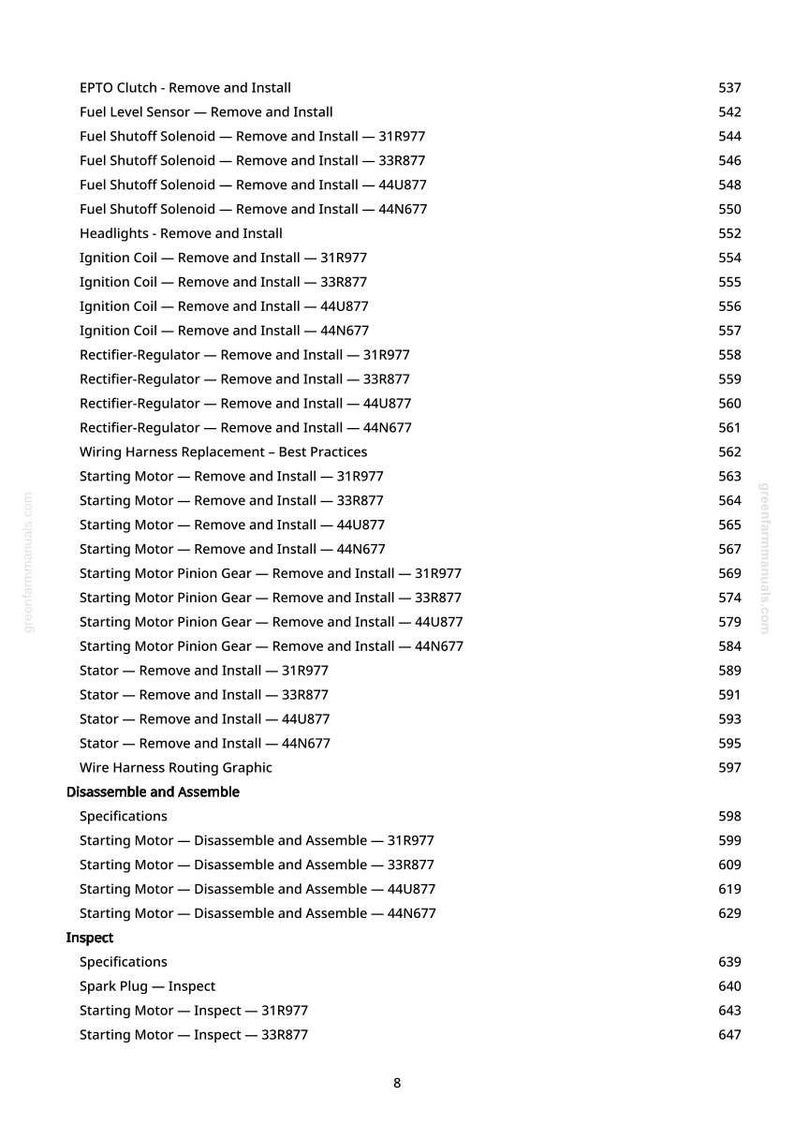 May include: A detailed page from a manual, listing automotive repair procedures. The text includes instructions for removing and installing various components, such as the fuel shutoff solenoid and ignition coil. The page also includes specifications.