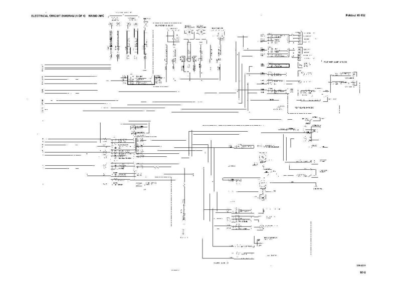 K&ouml;nnte beinhalten: Ein detailliertes elektrisches Schaltbild, &uuml;berwiegend in Schwarzwei&szlig;, mit zahlreichen Linien, Symbolen und Textanmerkungen. Das Diagramm ist komplex und veranschaulicht die internen Abl&auml;ufe eines Systems.