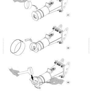 May include: Technical diagram showing the assembly of a mechanical part. The steps involve fitting components and using tools such as a hammer. The image is a detailed technical drawing with labels and arrows.