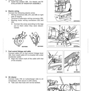 May include: Diagram of engine components, including wiring connectors, fuel control linkage, and an air cleaner. The image provides visual instructions for disassembly and assembly, with numbered parts and labels for clarity.