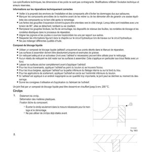 May include: A technical document with instructions for mechanical repairs. The document includes sections on transmission, general repair guidelines, and liquid locking compound. Diagrams and figures are included to illustrate the repair process.