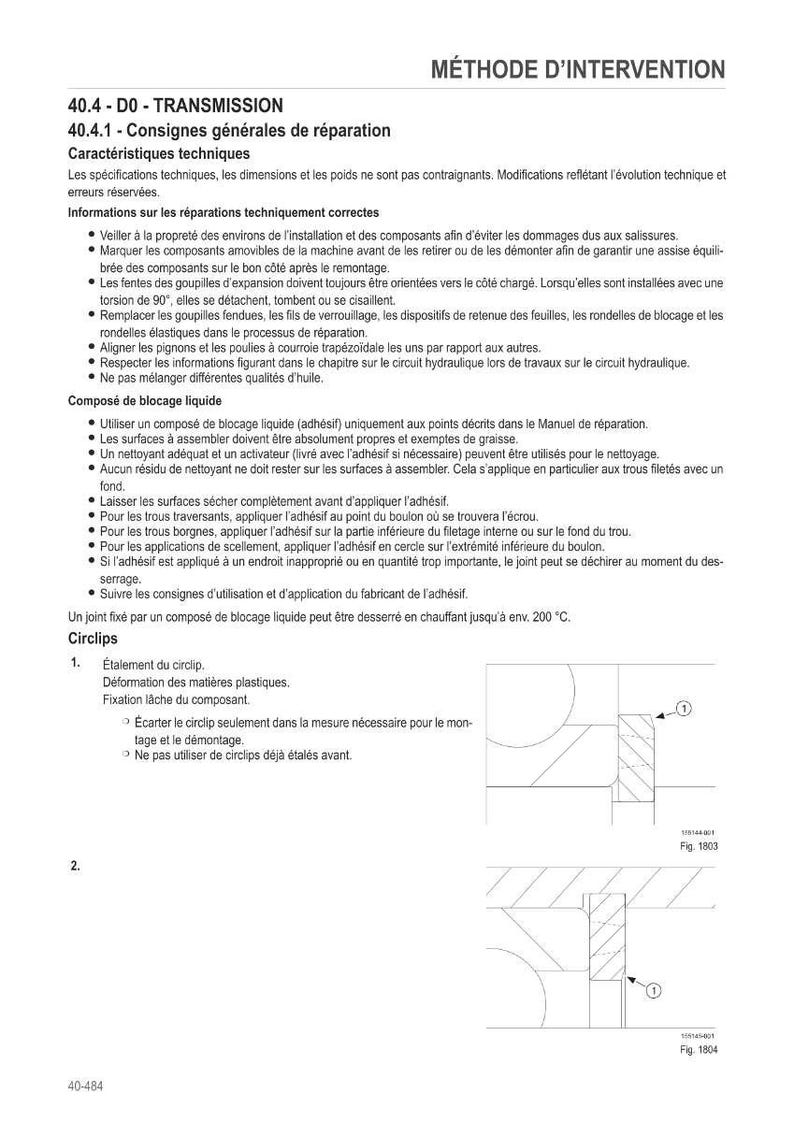 May include: A technical document with instructions for mechanical repairs. The document includes sections on transmission, general repair guidelines, and liquid locking compound. Diagrams and figures are included to illustrate the repair process.