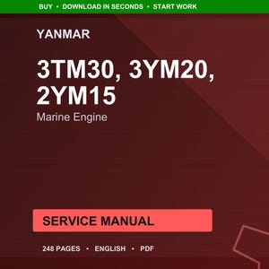 Yanmar 3Tm30 3ym20 2ym15 Marine engine Service Manual PDF | Workshop Repair | Instant Download image 1