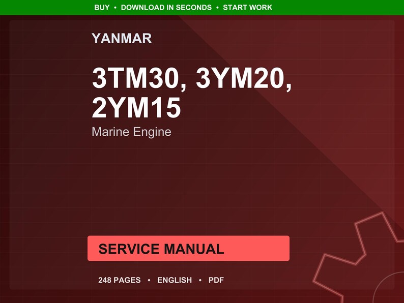 Yanmar 3Tm30 3ym20 2ym15 Marine engine Service Manual PDF | Workshop Repair | Instant Download image 1