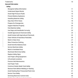 Peut inclure: Une page blanche d'un manuel, intitul&eacute;e "Table des mati&egrave;res". Elle r&eacute;pertorie des sujets de s&eacute;curit&eacute; tels que "&Eacute;viter les fluides &agrave; haute pression" et "Porter des v&ecirc;tements de protection". Le num&eacute;ro de page est 2.
