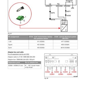 Puede incluir: Diagrama de un componente del sistema el&eacute;ctrico, etiquetado B116, con un sensor de presi&oacute;n de lubricaci&oacute;n de la transmisi&oacute;n principal. Incluye un esquema con varios puntos de conexi&oacute;n y una tabla detallada de asignaci&oacute;n de pines. El logotipo de FENDT est&aacute; en la parte superior.