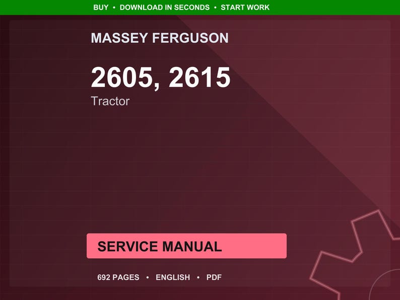 Massey ferguson 2605 2615 Tractor Service Manual PDF | Workshop Repair | Instant Download image 1