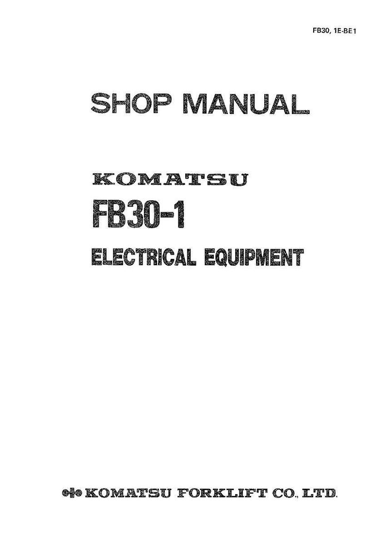May include: A white document with black text. The text reads "SHOP MANUAL" at the top, followed by "KOMATSU" and "FB30-1 ELECTRICAL EQUIPMENT." The document also includes the text "KOMATSU FORKLIFT CO., LTD."