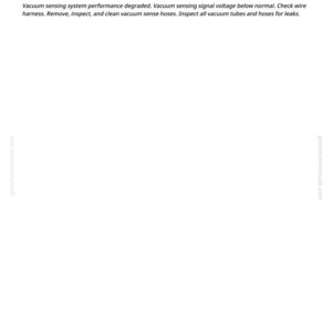 K&ouml;nnte beinhalten: Eine wei&szlig;e Seite mit dem Text "SHC 521037.04 - Vacuum Sensing System Fault on the Following Rows". Der Text beschreibt Probleme des Vakuumsensorsystems, einschlie&szlig;lich Leistungsminderung und niedriger Signalspannung. Anweisungen werden gegeben.