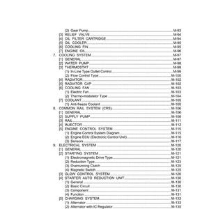 May include: A detailed technical diagram with a white background, listing automotive system components. The text includes sections on cooling, electrical, and starting systems, with page numbers. The document is dated 2008.