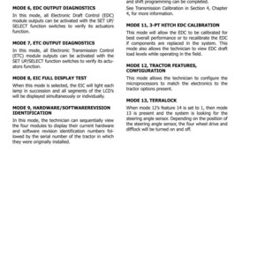 Pode incluir: Uma p&aacute;gina de um manual que detalha o sistema el&eacute;trico de um trator. O texto inclui modos de diagn&oacute;stico, calibra&ccedil;&atilde;o e instru&ccedil;&otilde;es de configura&ccedil;&atilde;o. O documento est&aacute; rotulado como "Se&ccedil;&atilde;o 3 - Sistema El&eacute;trico (EIC e Vis&atilde;o Geral do Sistema)".