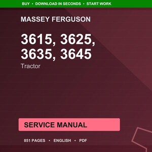 Manual de servicio para tractores Massey Ferguson 3615, 3625, 3635 y 3645 en formato PDF / Reparación de taller / Descarga instantánea imagen 1