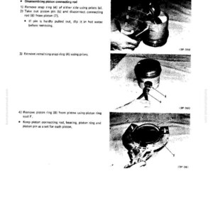 May include: Black and white technical diagram illustrating the disassembly of a piston connecting rod. The diagram includes numbered steps and labels, with close-up images of the process. Text includes "Disassembly and Assembly" and "13-022".
