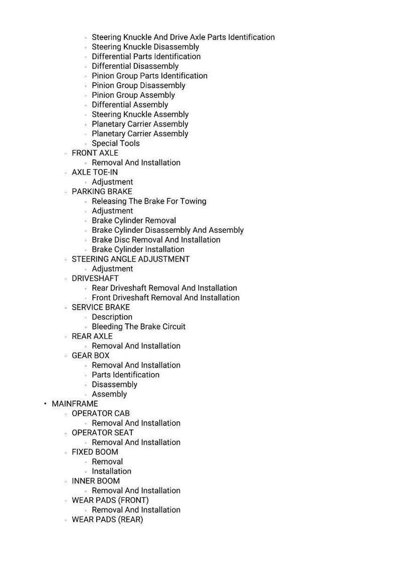 K&ouml;nnte beinhalten: Eine Liste von Autoteilen und -verfahren, einschlie&szlig;lich Lenkung, Bremsen und Achsen. Der Text ist in einer klaren, gut lesbaren Schriftart dargestellt, mit Aufz&auml;hlungszeichen f&uuml;r jeden Artikel. Hilfreich f&uuml;r die Autoreparatur.