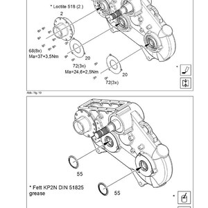 Puede incluir: Diagrama t&eacute;cnico de un componente GT-SR, que presenta dibujos mec&aacute;nicos detallados con etiquetas y medidas. Incluye piezas como Loctite 518, grasa y varios sujetadores. El diagrama est&aacute; etiquetado con "GT-SR" y "WALTERSCHEID".