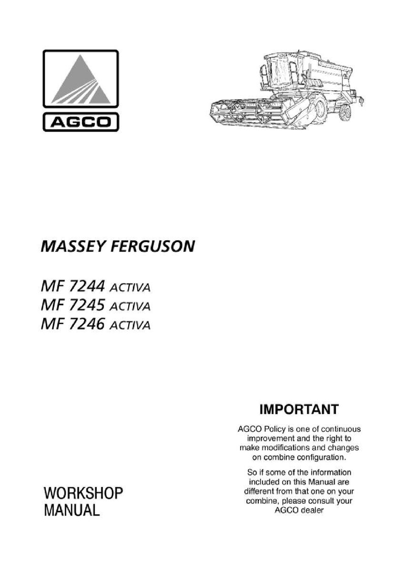 Może przedstawiać: Czarno-biały rysunek linii kombajnu, z logo Massey Ferguson i numerami modeli MF 7244, MF 7245 i MF 7246 ACTIVA. Obraz zawiera r&oacute;wnież tekst "Instrukcja warsztatowa" i "Ważne".