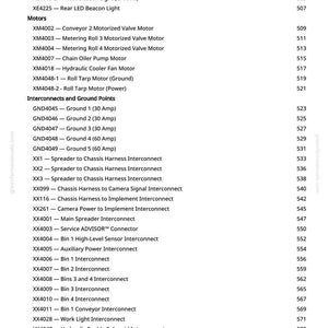 Pode incluir: Uma p&aacute;gina de manual com uma lista de componentes el&eacute;tricos de ve&iacute;culos, incluindo luzes, motores e interconex&otilde;es. O texto &eacute; preto sobre fundo branco, com n&uacute;meros de p&aacute;gina &agrave; direita.