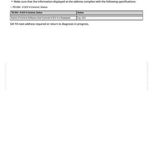 May include: A white document with the title "TEI 054 - E-SCV 4 Control, Status" and a table detailing control software and status. The text includes instructions and specifications for the E-SCV 4 control system.