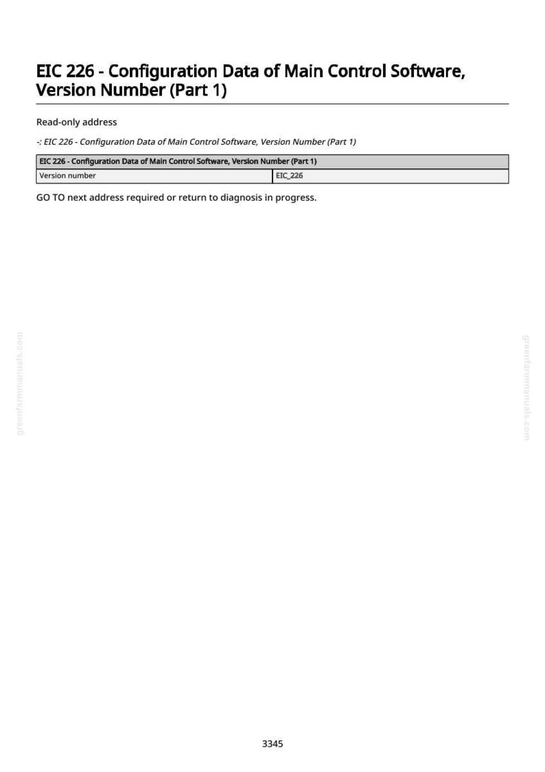 Pu&ograve; includere: Un documento intitolato "EIC 226 - Dati di configurazione del software di controllo principale, numero di versione (Parte 1)". Il documento include una tabella con il titolo "EIC 226 - Dati di configurazione del software di controllo principale, numero di versione (Parte 1)".