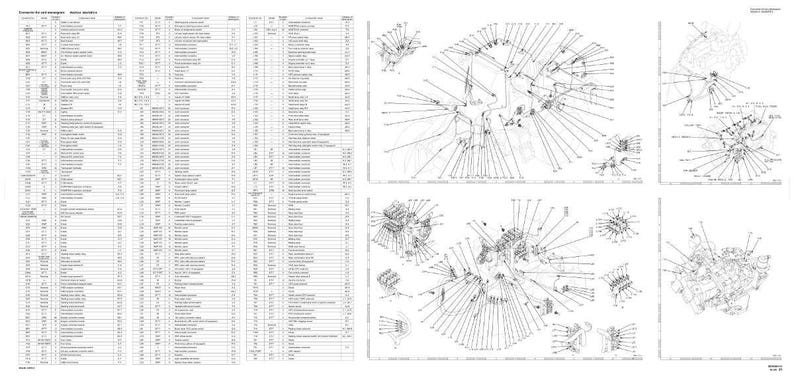 May include: A detailed technical diagram with multiple exploded views of mechanical components, likely for an engine or machinery. The image includes a parts list with numerous entries and diagrams showing the assembly of various parts.