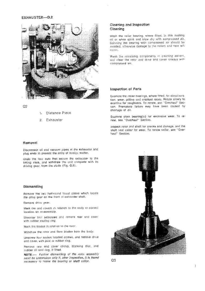 May include: Technical diagram of an exhaust system component. The image shows a detailed view of the exhaust system, including a distance piece and the exhaust itself, with accompanying text.