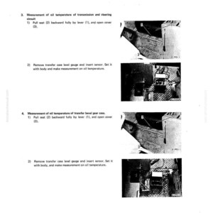 May include: A page from a manual with the title "OIL PRESSURE AND TEMPERATURE TESTING PROCEDURE". The page includes instructions and diagrams for measuring oil temperature in a transmission and transfer case. The page number is 21-58.