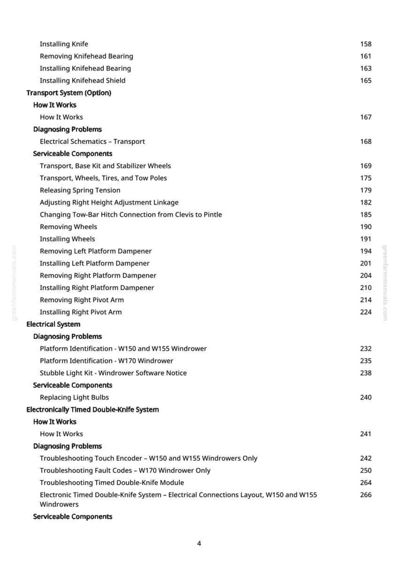 Op de afbeelding: Een pagina uit een handleiding met een gedetailleerde inhoudsopgave. Secties omvatten 'Mes installeren', 'Transportsysteem' en 'Problemen diagnosticeren'. Paginanummers worden weergegeven.