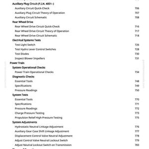 May include: A page from a manual with a list of technical terms and page numbers. The text includes terms like "Auxiliary Plug Circuit," "Rear Wheel Drive," and "Electrical Systems Tests." The page number "8" is visible at the bottom.