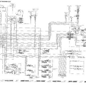 Pode incluir: Um diagrama de circuito el&eacute;trico detalhado em preto e branco, rotulado como "Electric Circuit Diagram (2/2)". O diagrama apresenta in&uacute;meras linhas, s&iacute;mbolos e r&oacute;tulos de texto, ilustrando as conex&otilde;es e os componentes de um sistema el&eacute;trico.