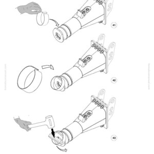 May include: Technical diagram showing the assembly of a mechanical component. The image depicts a step-by-step process with a hammer, a ring, and a cylindrical part. The diagram is labeled with numbers and includes the Komatsu logo and part numbers.