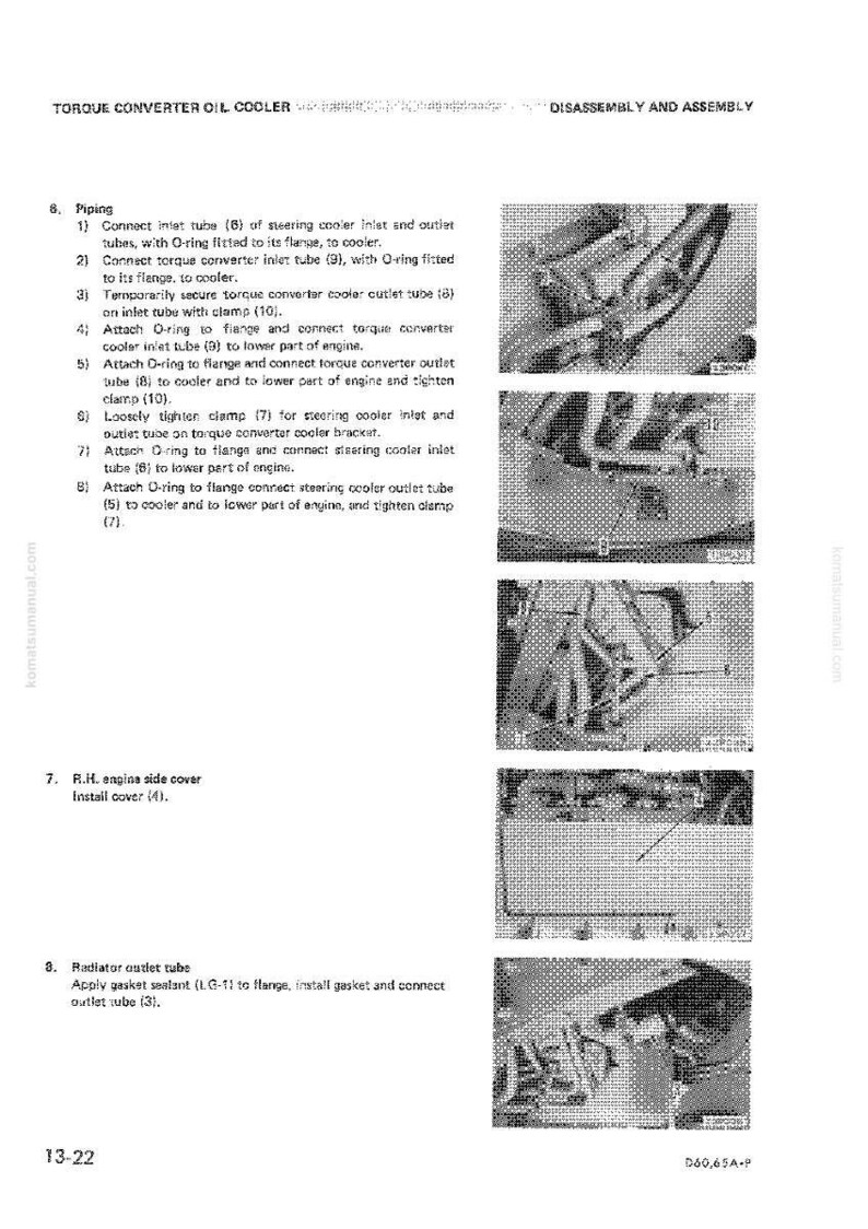 May include: Technical diagram from a manual detailing the disassembly and assembly of a torque converter oil cooler. The image includes numbered steps and diagrams of the components.
