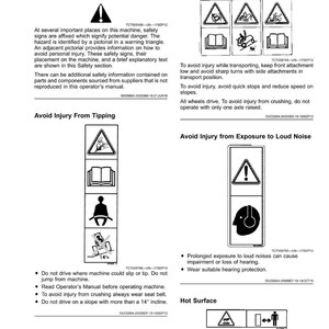 Pu&ograve; includere: Una pagina bianca con etichette e avvertenze di sicurezza. Le etichette includono pittogrammi e testo, come "Evitare lesioni durante il trasporto" e "Superficie calda". La pagina include anche istruzioni di sicurezza e avvertenze.