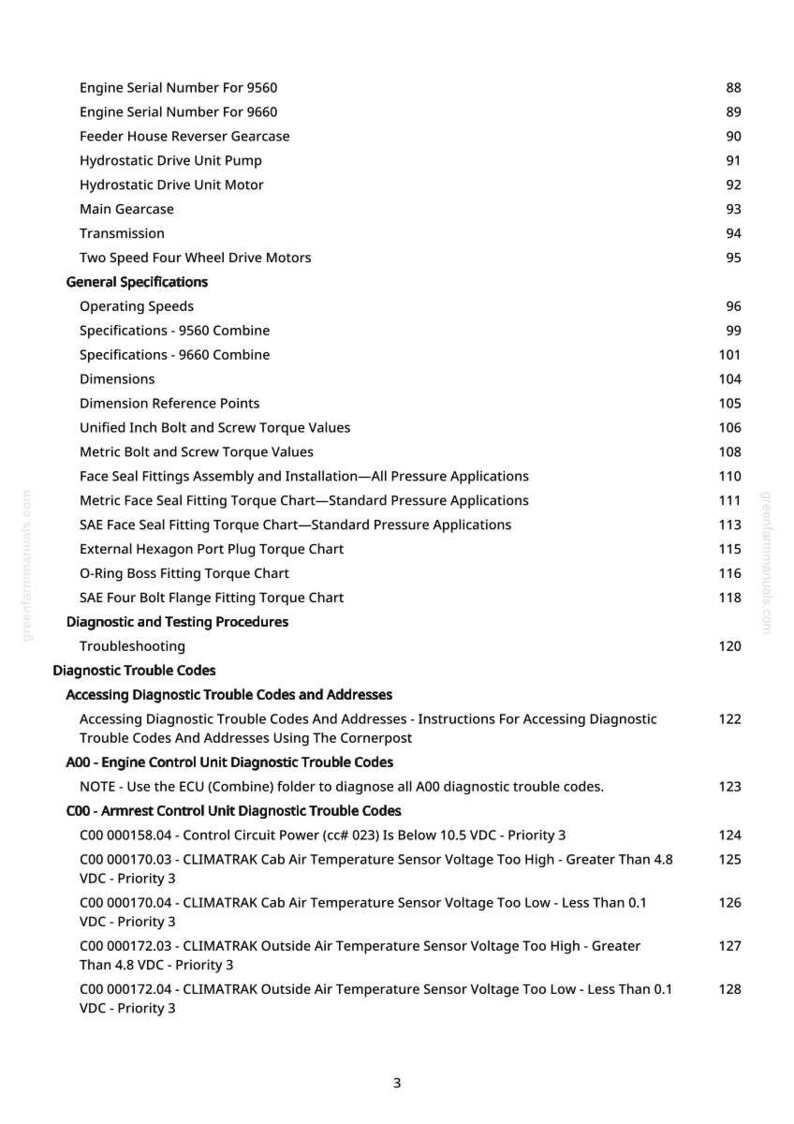 Puede incluir: Una p&aacute;gina de manual con una tabla de contenidos. El texto incluye especificaciones del motor, c&oacute;digos de diagn&oacute;stico y valores de par. La p&aacute;gina es blanca con texto negro.