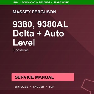 Manuel d'entretien de la moissonneuse-batteuse Massey ferguson 9380 9380Al delta automatique PDF | Atelier de réparation | Téléchargement instantané image 1
