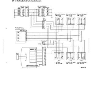 Peut inclure: Un sch&eacute;ma de circuit &eacute;lectrique d&eacute;taill&eacute;, &eacute;tiquet&eacute; LP-12, avec le texte "D&eacute;pannage" et "Sch&eacute;ma de circuit &eacute;lectrique connexe". Le sch&eacute;ma pr&eacute;sente divers composants, relais et connexions de c&acirc;blage, avec des &eacute;tiquettes et des r&eacute;f&eacute;rences num&eacute;riques.