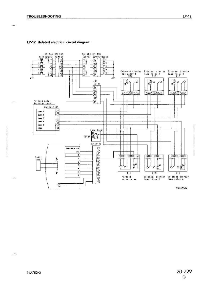 Peut inclure: Un sch&eacute;ma de circuit &eacute;lectrique d&eacute;taill&eacute;, &eacute;tiquet&eacute; LP-12, avec le texte "D&eacute;pannage" et "Sch&eacute;ma de circuit &eacute;lectrique connexe". Le sch&eacute;ma pr&eacute;sente divers composants, relais et connexions de c&acirc;blage, avec des &eacute;tiquettes et des r&eacute;f&eacute;rences num&eacute;riques.