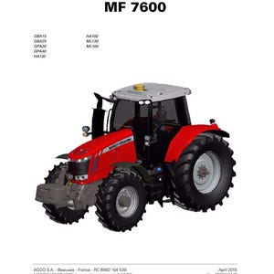 Manual de servicio para tractores Massey Ferguson Serie 7600 (modelos 7614 y 7626) en formato PDF / Reparación de taller / Descarga instantánea imagen 2