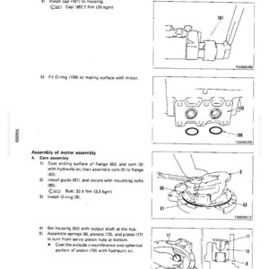 May include: Technical diagram with detailed illustrations of mechanical components, including flanges, pistons, and O-rings. The diagram includes measurements in Newton meters and kilograms.