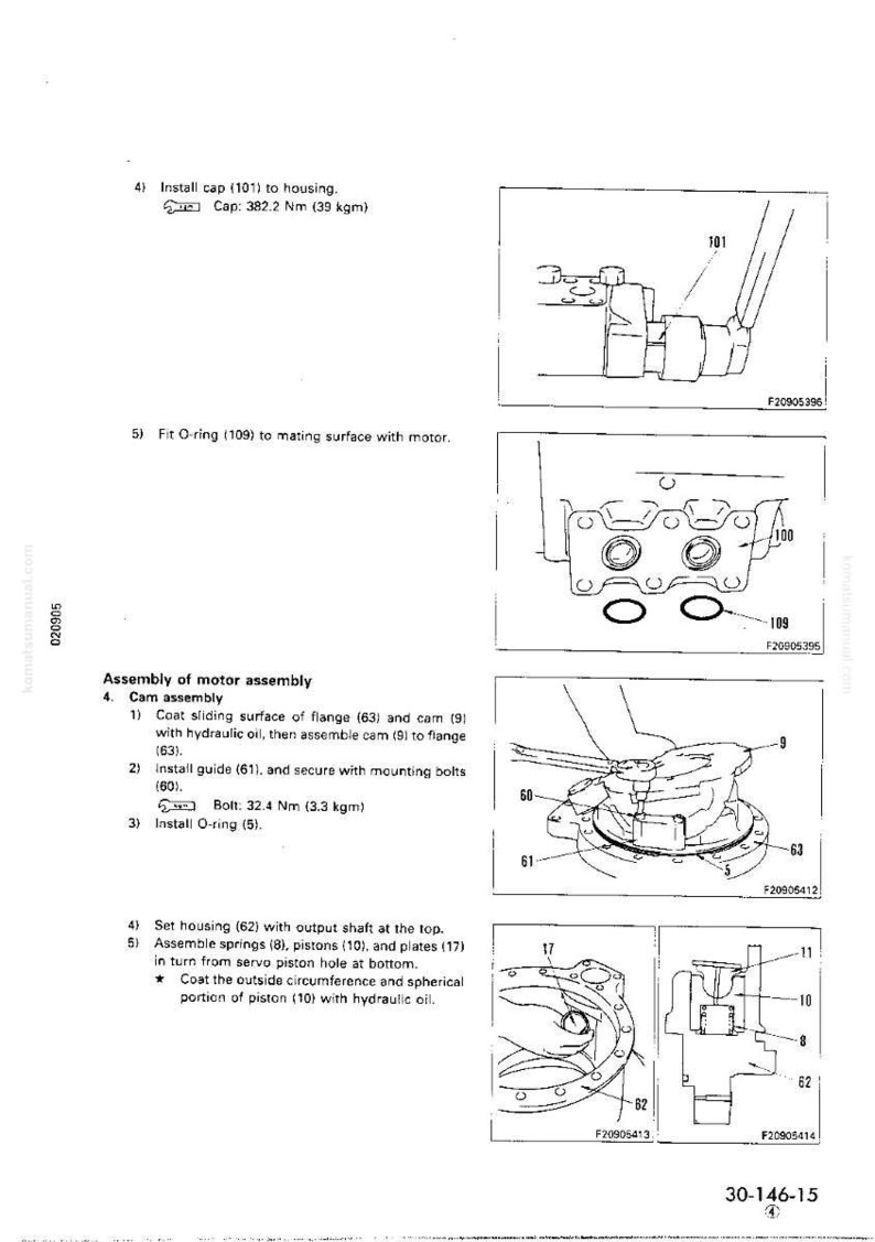 May include: Technical diagram with detailed illustrations of mechanical components, including flanges, pistons, and O-rings. The diagram includes measurements in Newton meters and kilograms.