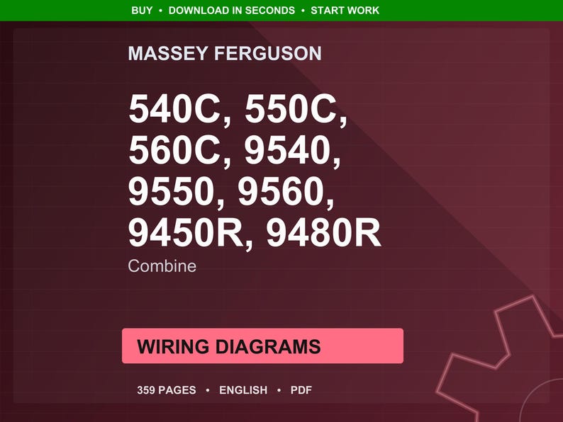 Diagramas de cableado de la cosechadora Massey Ferguson 540C, 550C, 560C, 9540, 9550, 9560, 9450R y 9480R en formato PDF / Descarga instantánea imagen 1