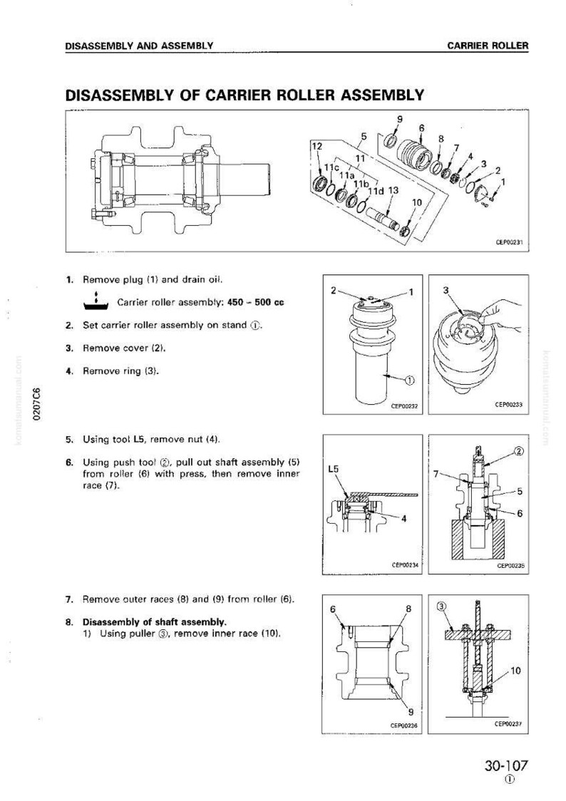 Komatsu PC300-6 PC300LC-6 Anpassad Grävmaskin Servicemanual bild 9