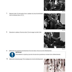 May include: A black and white technical diagram with instructions for automotive maintenance. The image includes close-up shots of engine components, with labels and arrows pointing to specific parts. Text in French provides step-by-step guidance.