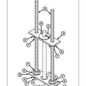May include: Line drawing of a hydraulic cylinder spring compressor, labeled DFNXT10. The device has two threaded rods, plates, nuts, and a central cylinder. The image includes labels A through G and the number 1382.
