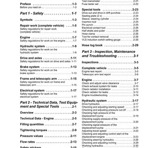 Puede incluir: Un manual de reparaci&oacute;n titulado "Manual de reparaci&oacute;n T 4512" con un &iacute;ndice. El manual cubre seguridad, motor, sistemas hidr&aacute;ulicos y datos t&eacute;cnicos. La portada presenta el logotipo de Weidemann y un n&uacute;mero de p&aacute;gina.